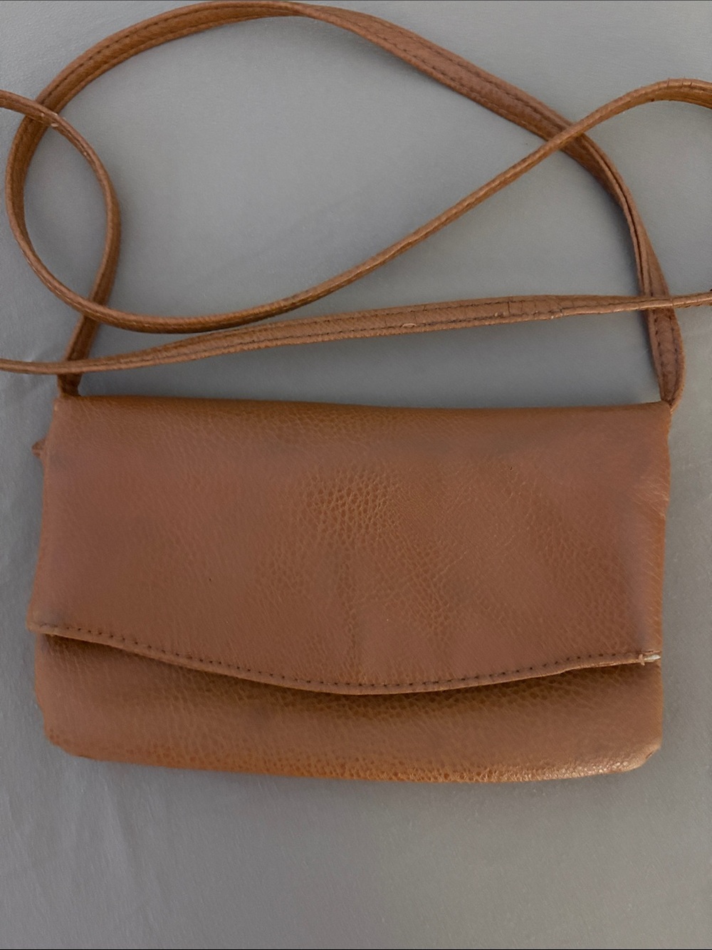 Classic Tan Leather Crossbody Bag with Flap